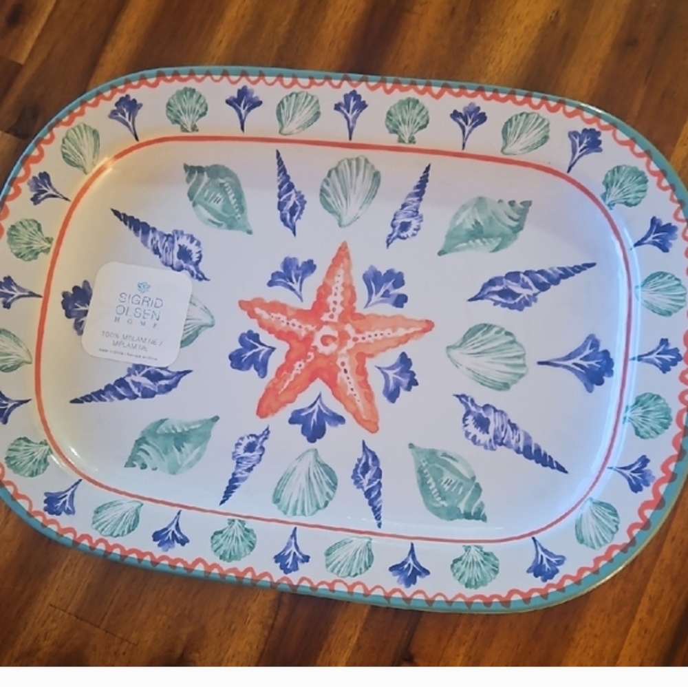 Sigrid Olsen Starfish Design Melamine Ceramic Platter.